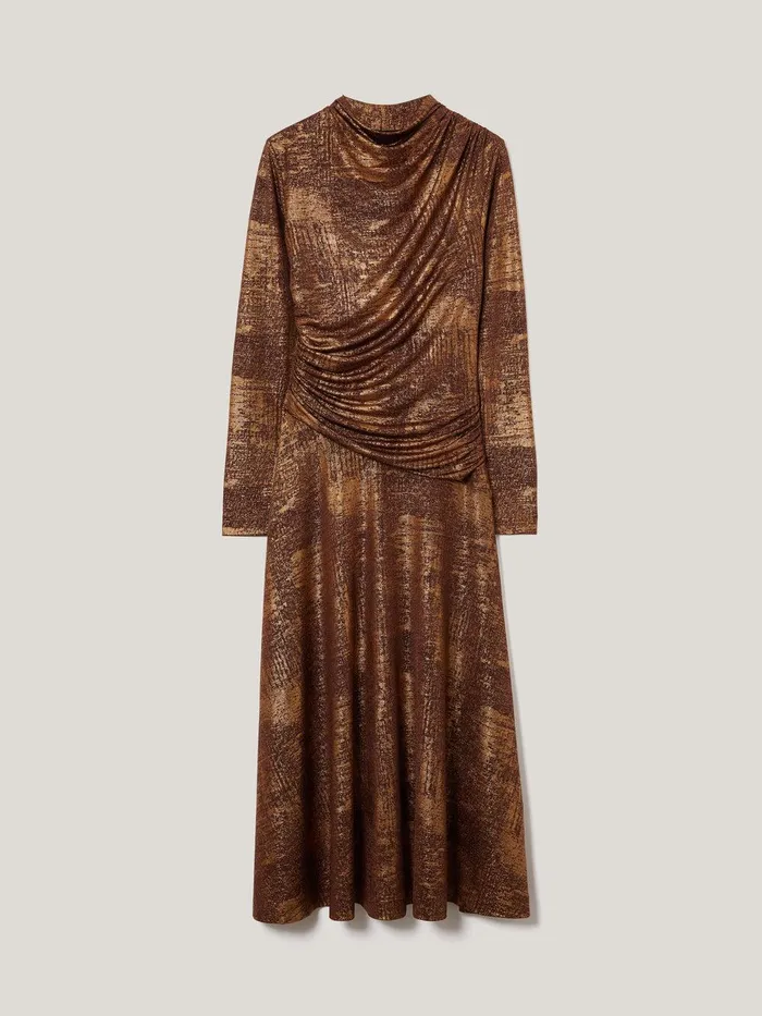 Women Brushed Bronze Draped Dress Bronze Jigsaw Party