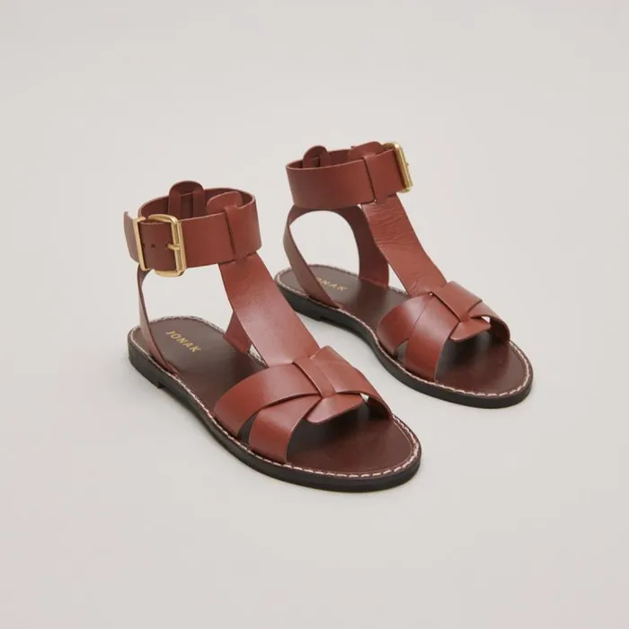 Women Buckle And Strap Sandals Cognac JONAK Sandals