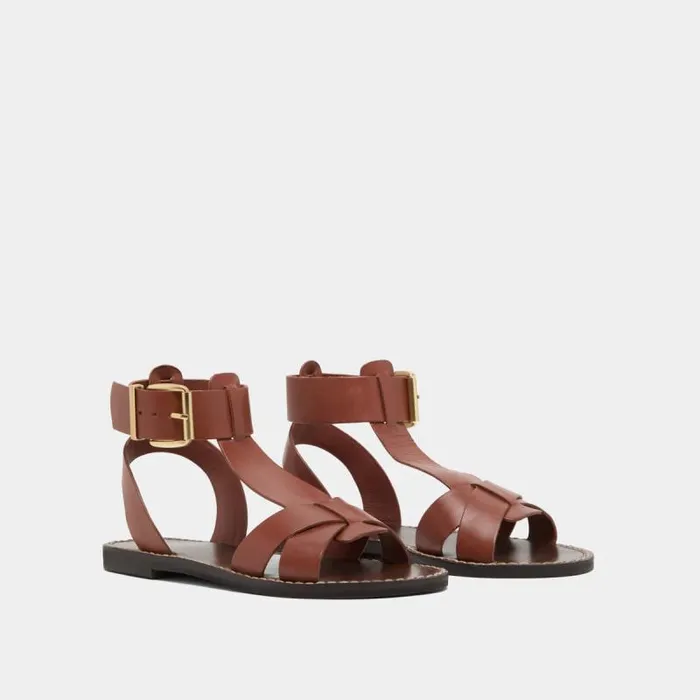 Women Buckle And Strap Sandals Cognac JONAK Sandals
