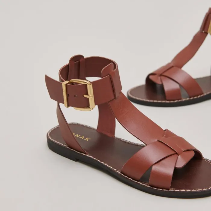 Women Buckle And Strap Sandals Cognac JONAK Sandals