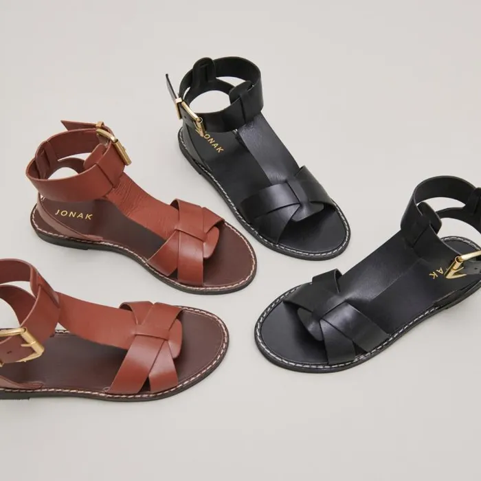 Women Buckle And Strap Sandals Cognac JONAK Sandals
