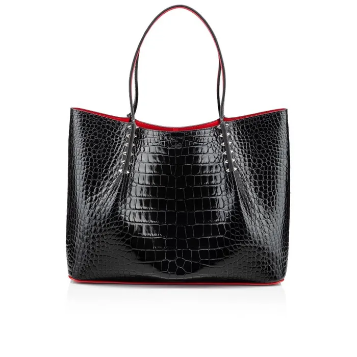 Women Cabarock Large Tote Bag 8211 Alligator Embossed Calf Leather And Spikes 8211 Black Christian Louboutin Totes