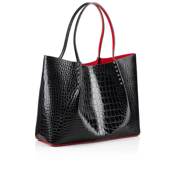 Women Cabarock Large Tote Bag 8211 Alligator Embossed Calf Leather And Spikes 8211 Black Christian Louboutin Totes