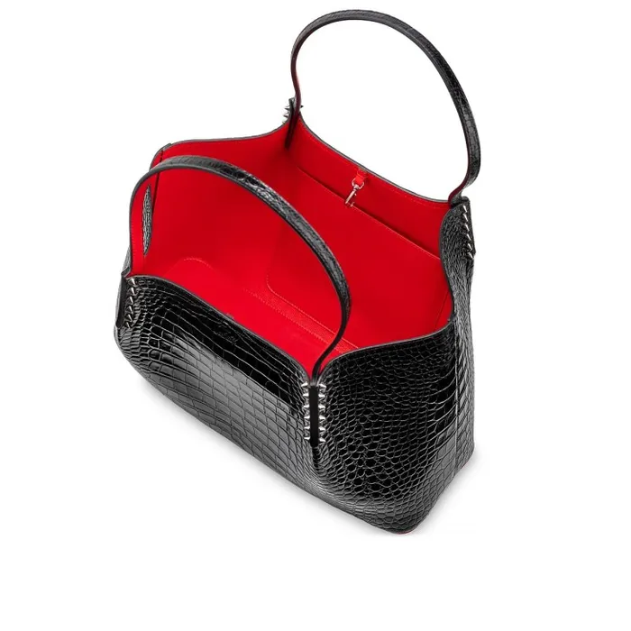 Women Cabarock Large Tote Bag 8211 Alligator Embossed Calf Leather And Spikes 8211 Black Christian Louboutin Totes