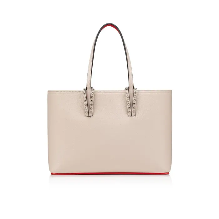 Women Cabata Small Tote Bag 8211 Grained Calf Leather 8211 Leche Christian Louboutin Totes