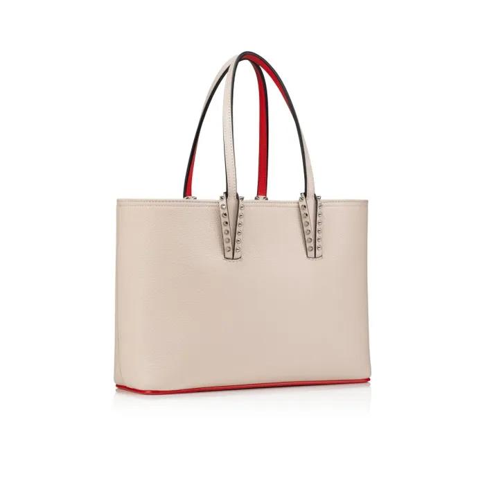 Women Cabata Small Tote Bag 8211 Grained Calf Leather 8211 Leche Christian Louboutin Totes