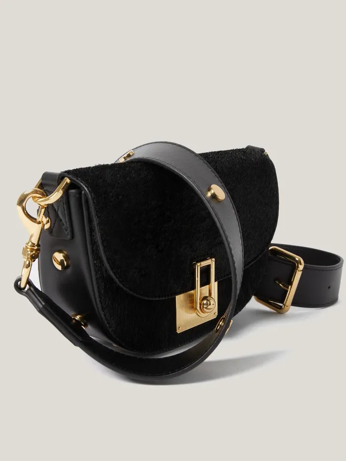 Women Calf Hair Denbigh Crossbody Black Jigsaw Bags