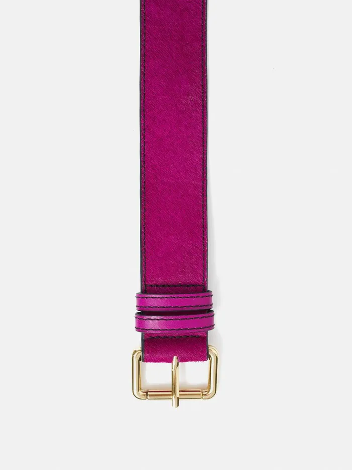 Women Calf Hair Jean Belt Pink Jigsaw Belts