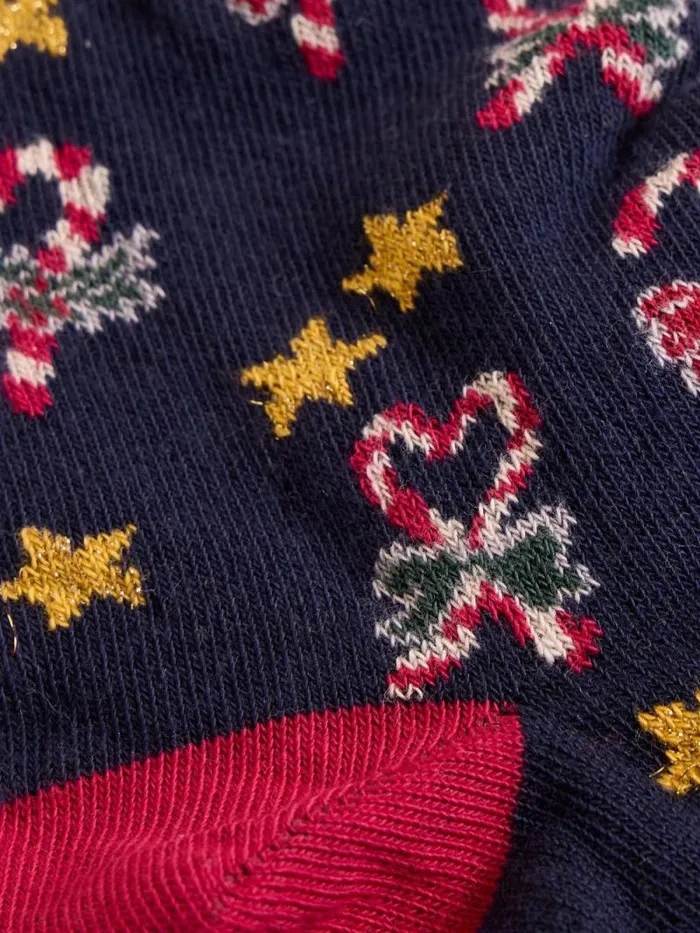 Women Candy Cane Sock In A Cracker Navy Multi White Stuff Socks