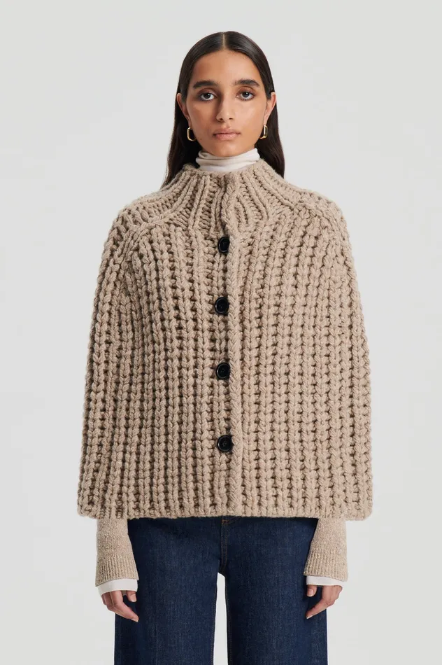 Women Capes Scanlan Theodore HANDKNIT CAPE TAUPE Women Capes Scanlan Theodore HANDKNIT CAPE TAUPE