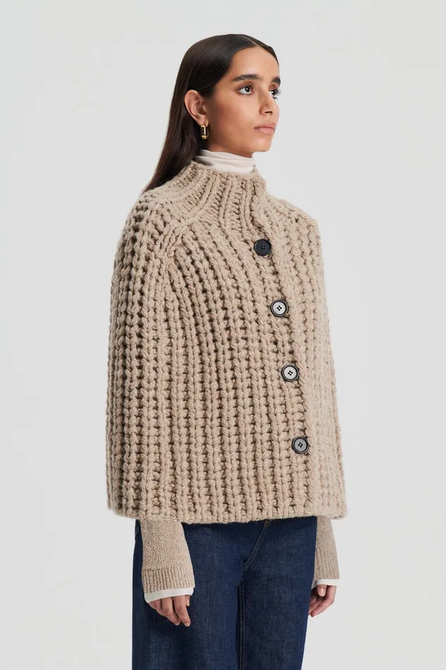 Women Capes Scanlan Theodore HANDKNIT CAPE TAUPE Women Capes Scanlan Theodore HANDKNIT CAPE TAUPE