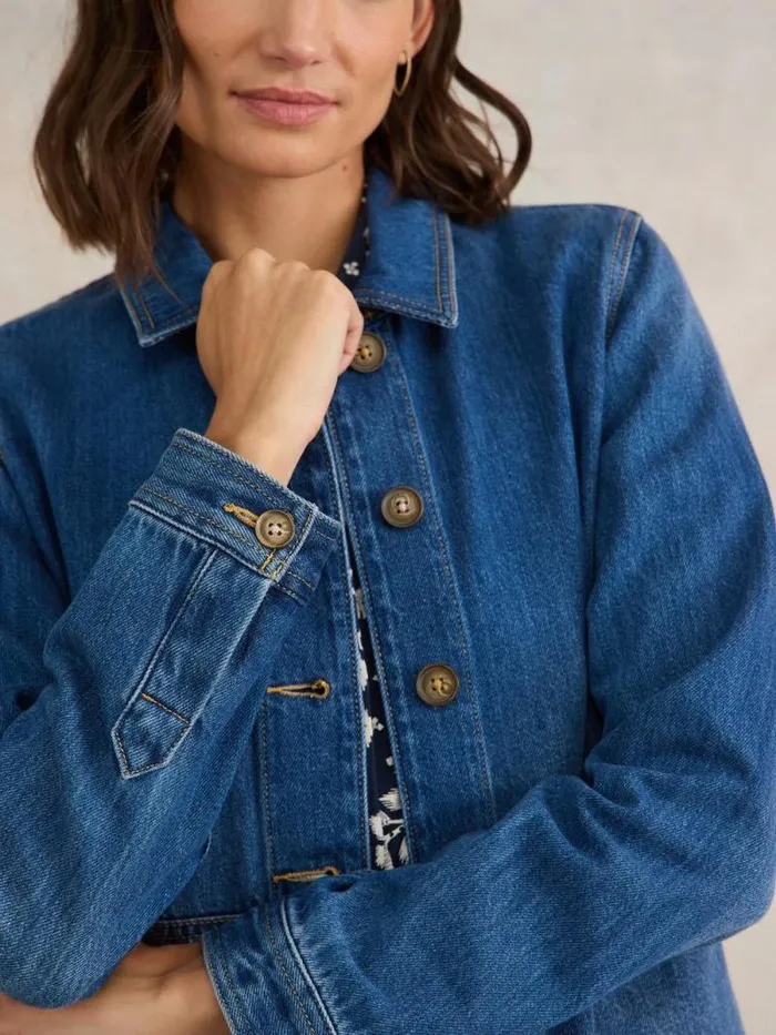 Women Carrie Denim Jacket Mid Denim White Stuff Coats and Jackets Women Carrie Denim Jacket Mid Denim White Stuff Coats and Jackets