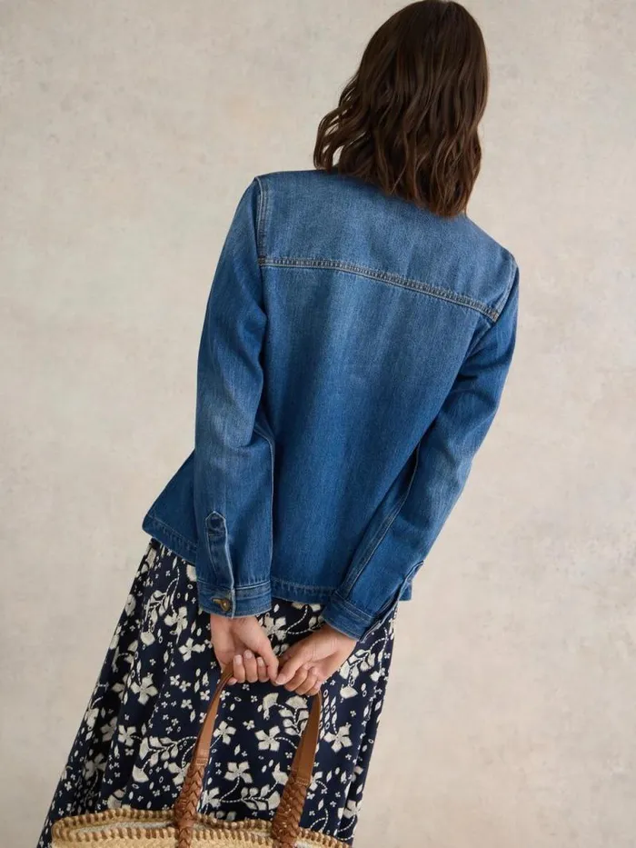Women Carrie Denim Jacket Mid Denim White Stuff Coats and Jackets Women Carrie Denim Jacket Mid Denim White Stuff Coats and Jackets
