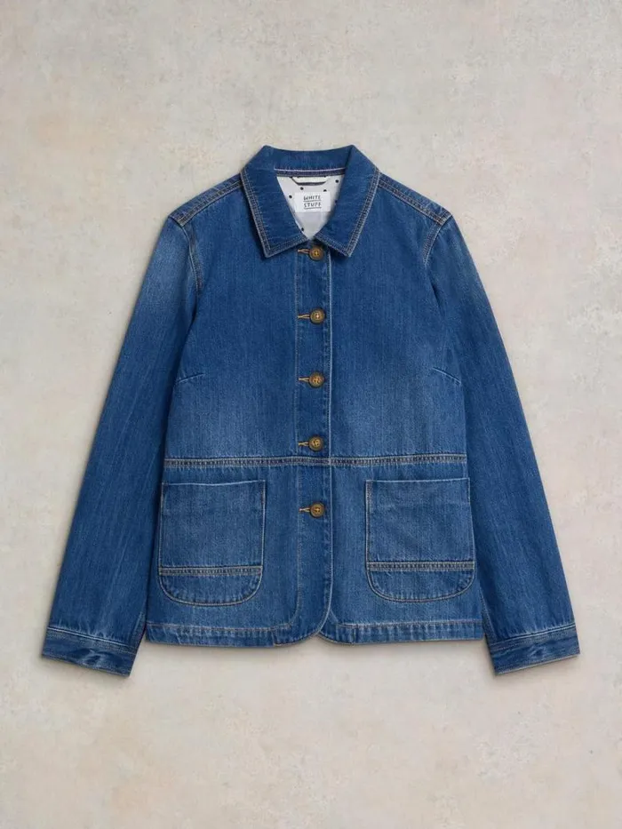 Women Carrie Denim Jacket Mid Denim White Stuff Coats and Jackets Women Carrie Denim Jacket Mid Denim White Stuff Coats and Jackets