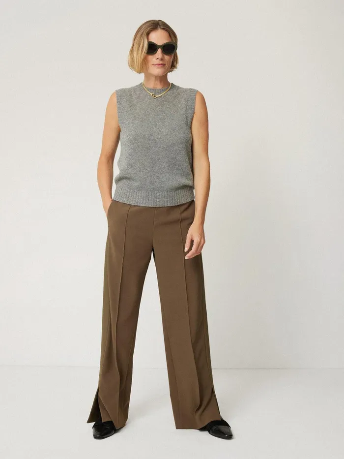 Women Cashmere Crew Neck Tank Grey Jigsaw Knitwear and Cashmere