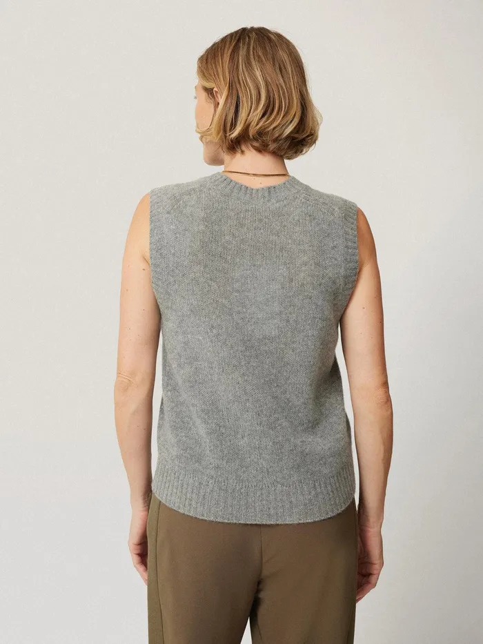 Women Cashmere Crew Neck Tank Grey Jigsaw Knitwear and Cashmere
