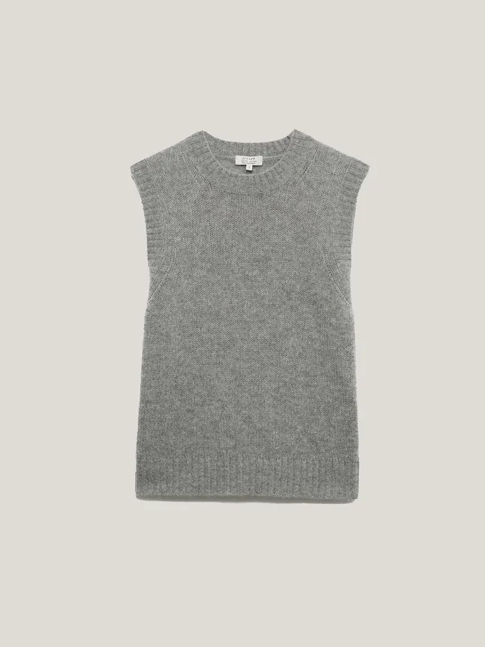 Women Cashmere Crew Neck Tank Grey Jigsaw Knitwear and Cashmere