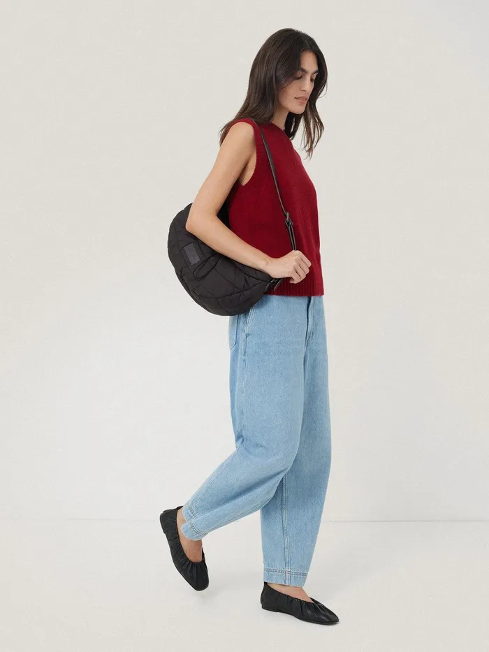 Women Cashmere Crew Neck Tank Red Jigsaw Knitwear and Cashmere