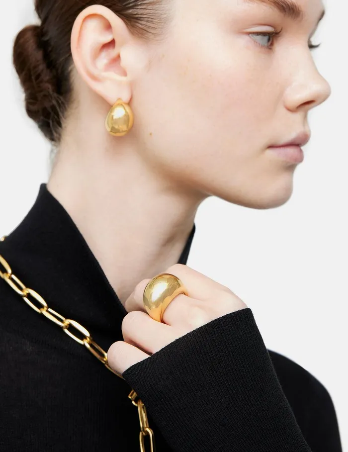 Women Chunky Dome Ring Gold Jigsaw Jewellery
