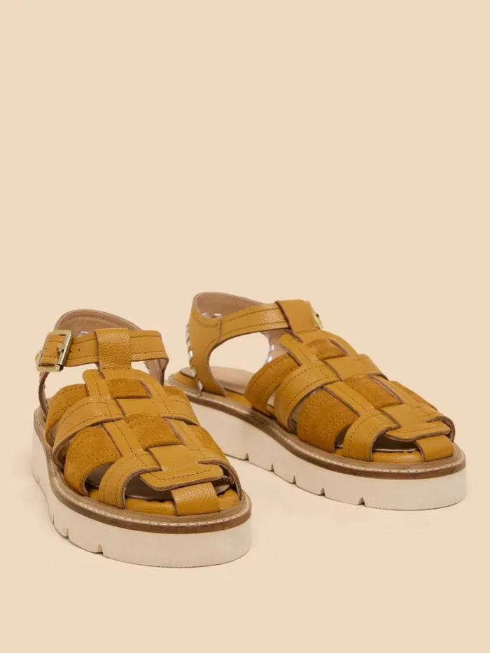 Women Chunky Fisherman Sandal Deep Yellow White Stuff Sandals Women Chunky Fisherman Sandal Deep Yellow White Stuff Sandals