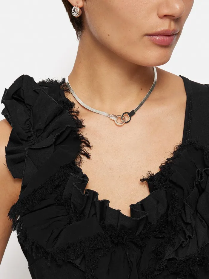 Women Chunky Snake Chain Necklace Silver Jigsaw Jewellery