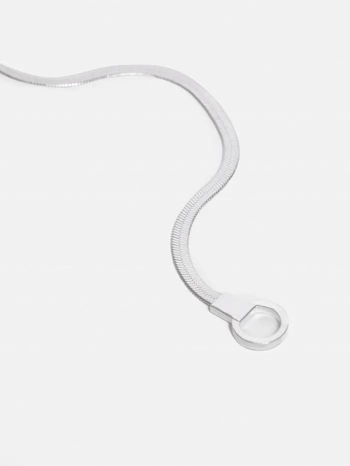 Women Chunky Snake Chain Necklace Silver Jigsaw Jewellery