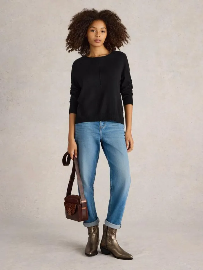Women CITY JUMPER Pure Black White Stuff Knitwear