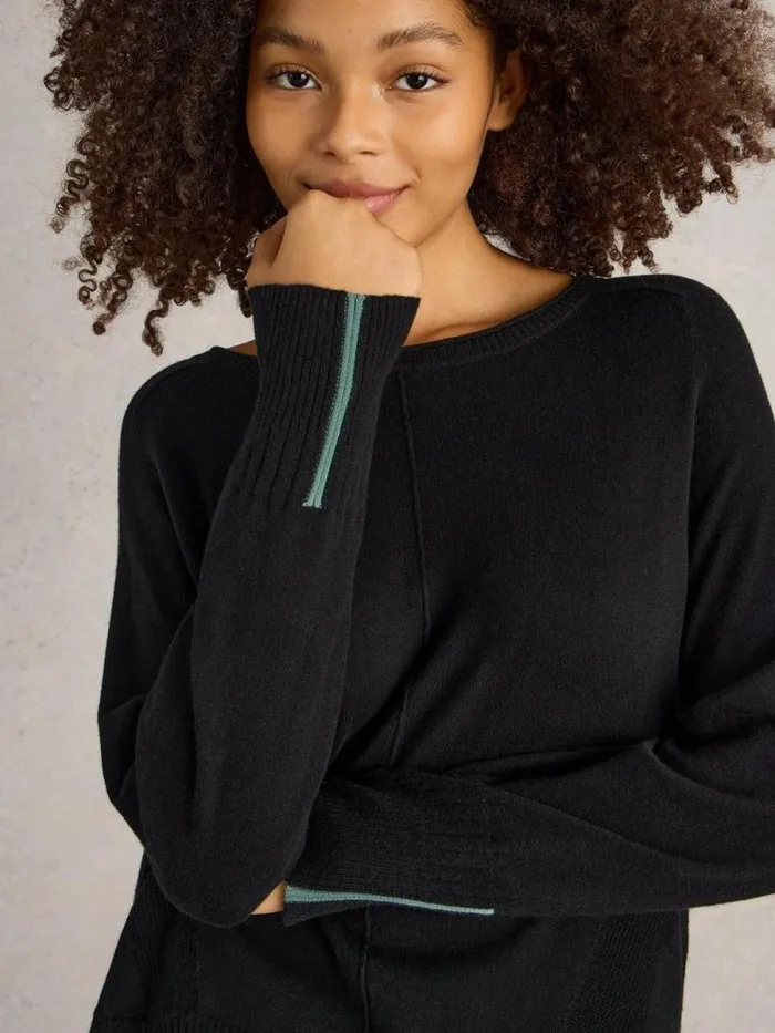 Women CITY JUMPER Pure Black White Stuff Knitwear