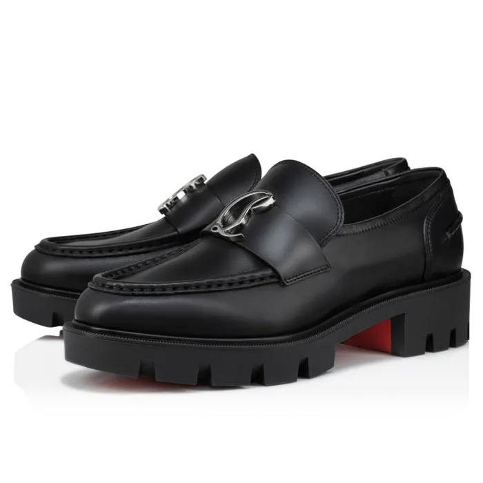 Women CL Moc Lug Loafers 8211 Calf Leather 8211 Black Christian Louboutin Flats and Loafers
