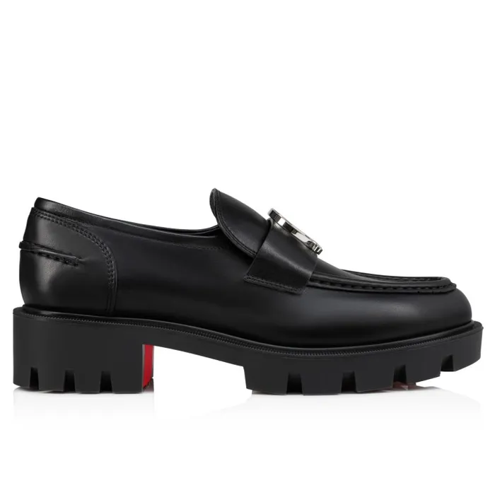 Women CL Moc Lug Loafers 8211 Calf Leather 8211 Black Christian Louboutin Flats and Loafers