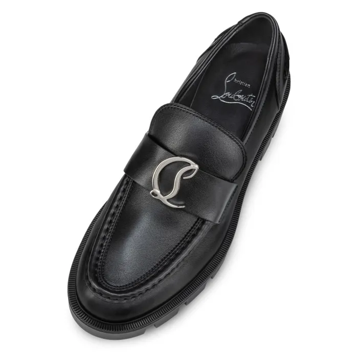 Women CL Moc Lug Loafers 8211 Calf Leather 8211 Black Christian Louboutin Flats and Loafers