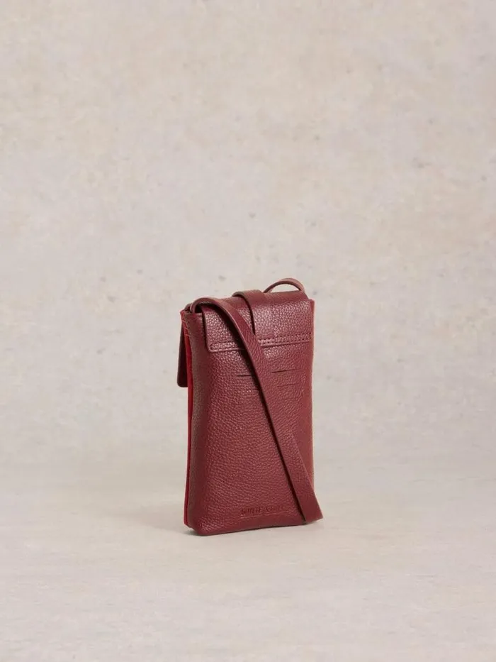 Women Clara Buckle Suede Phone Bag Bright Red White Stuff Bags and Purses