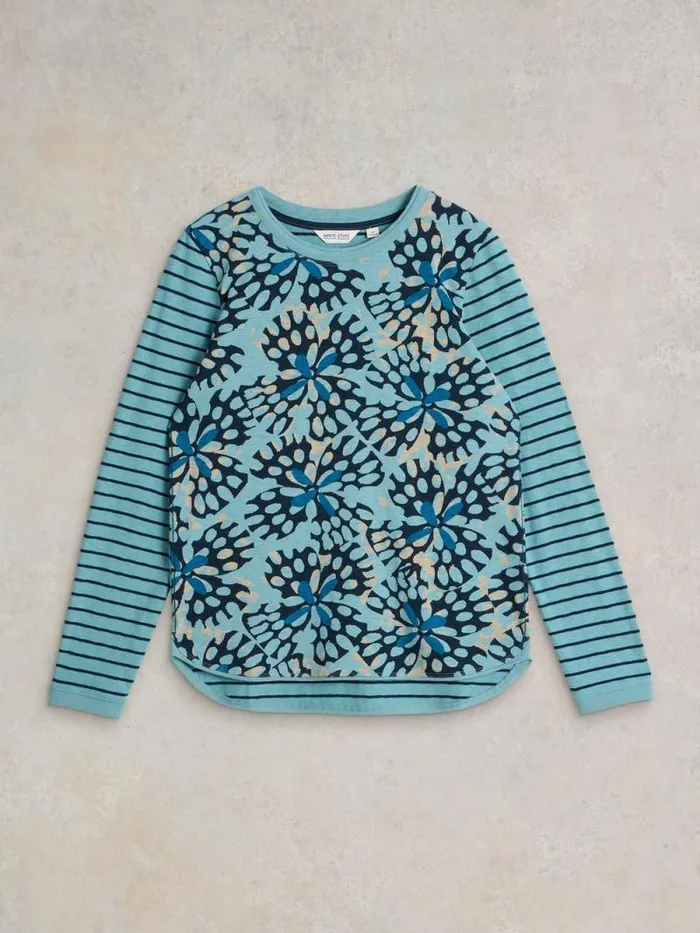 Women CLARA CREW NECK TEE Blue Multi White Stuff Shirts and Blouses Women CLARA CREW NECK TEE Blue Multi White Stuff Shirts and Blouses