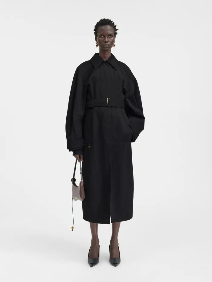 Women Coats and Jackets JACQUEMUS The Bari Trench Coat Black Women Coats and Jackets JACQUEMUS The Bari Trench Coat Black