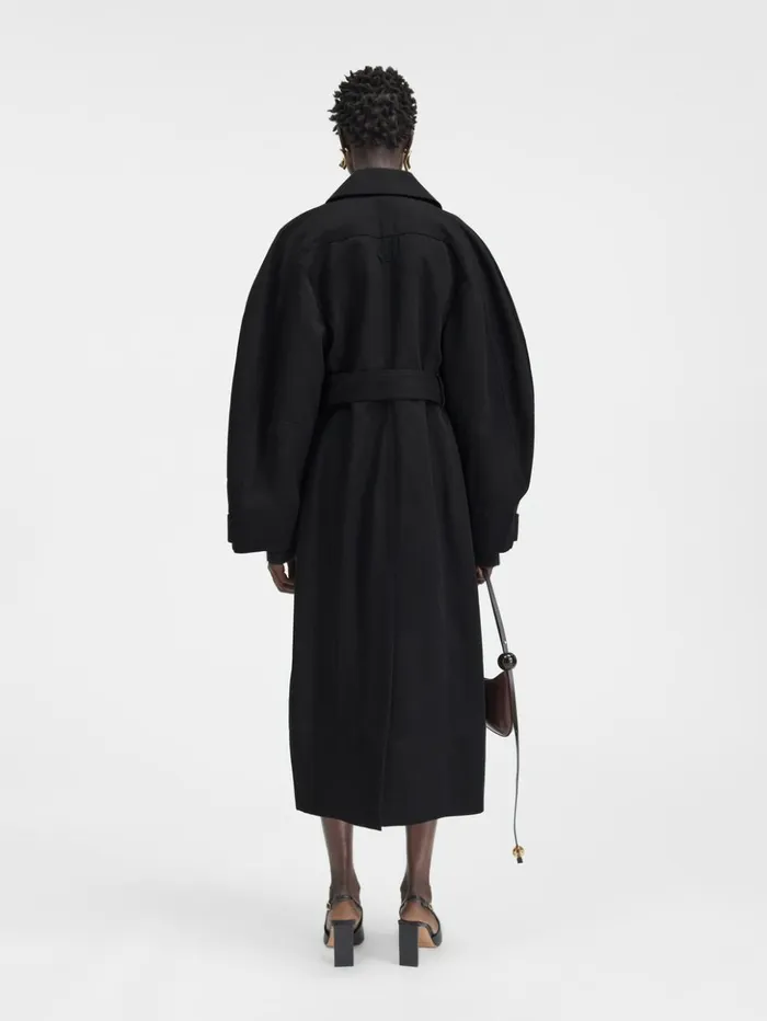 Women Coats and Jackets JACQUEMUS The Bari Trench Coat Black Women Coats and Jackets JACQUEMUS The Bari Trench Coat Black