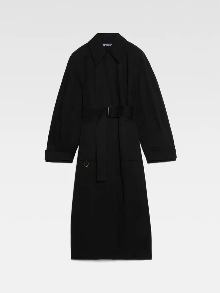 Women Coats and Jackets JACQUEMUS The Bari Trench Coat Black Women Coats and Jackets JACQUEMUS The Bari Trench Coat Black