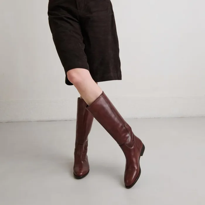 Women Cognaccoloured Leather Cognac JONAK Boots Thighhigh Boots