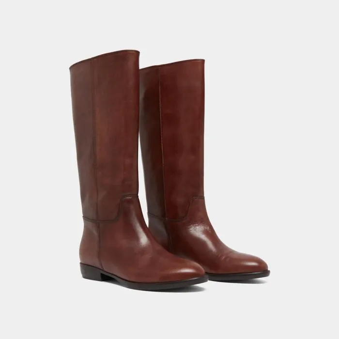 Women Cognaccoloured Leather Cognac JONAK Boots Thighhigh Boots