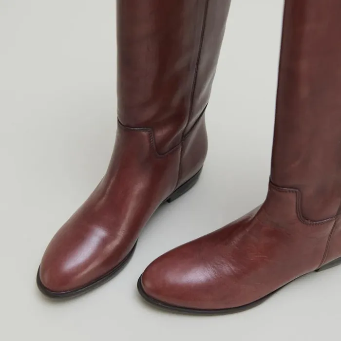Women Cognaccoloured Leather Cognac JONAK Boots Thighhigh Boots