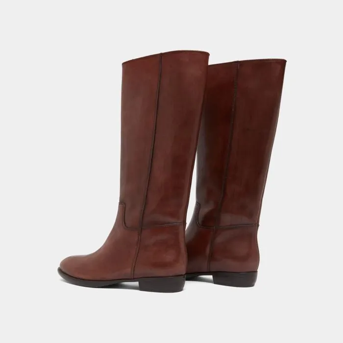 Women Cognaccoloured Leather Cognac JONAK Boots Thighhigh Boots