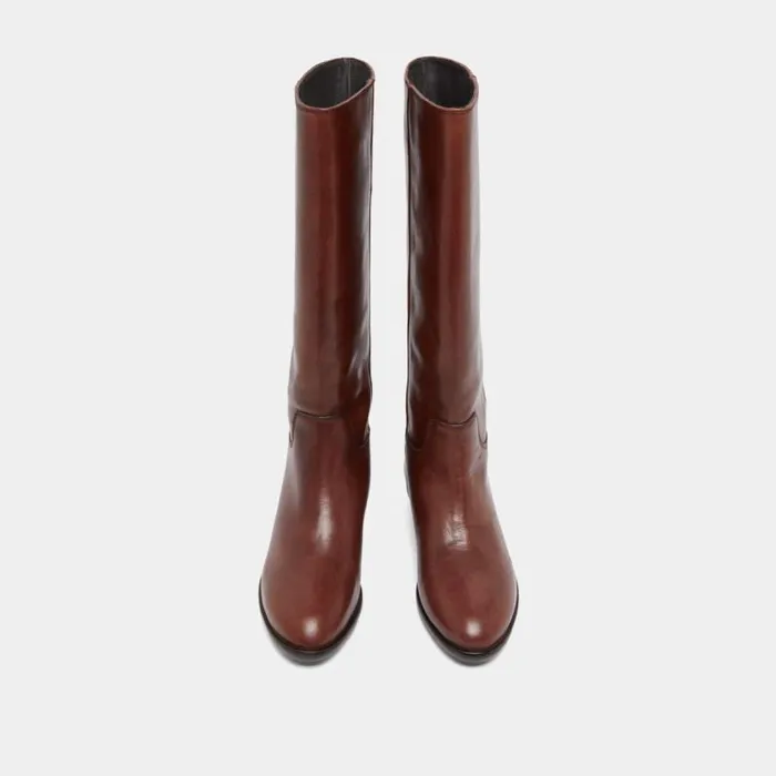 Women Cognaccoloured Leather Cognac JONAK Boots Thighhigh Boots