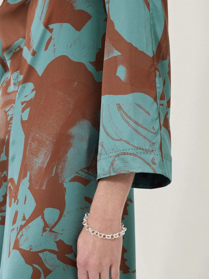 Women Collage Stitch Detail Dress Blue Jigsaw Party