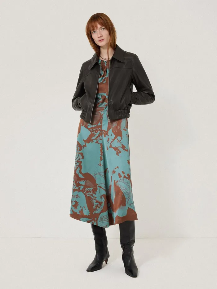 Women Collage Stitch Detail Dress Blue Jigsaw Party