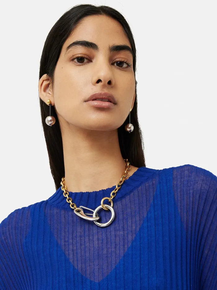 Women Collagerie Two Toned Necklace Gold Jigsaw Jewellery