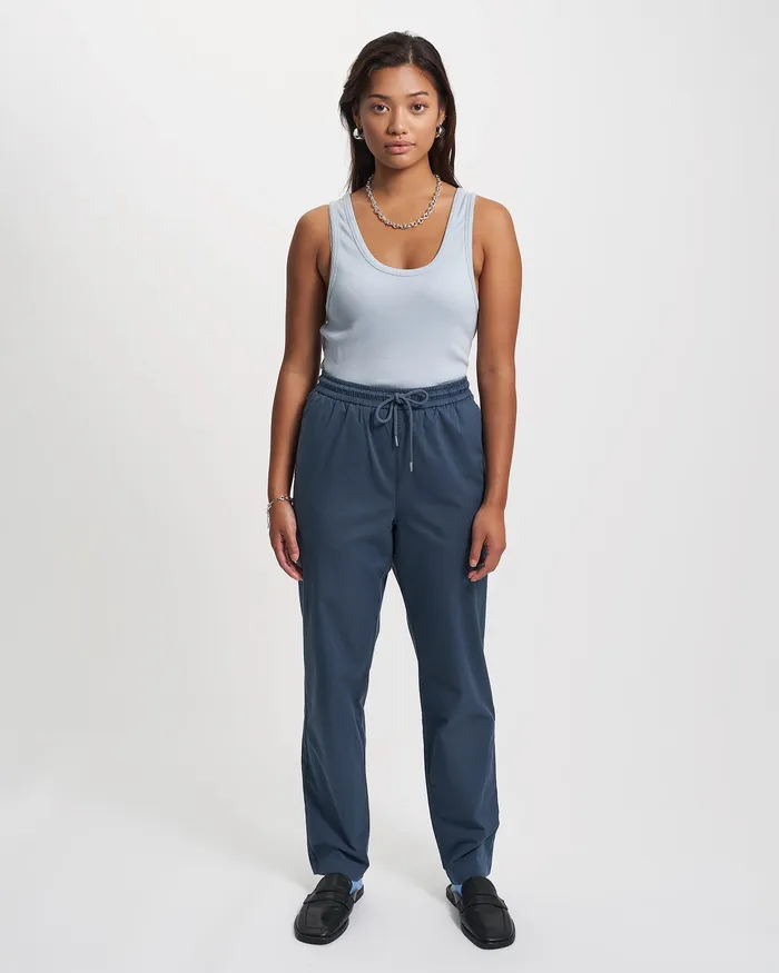 Women Colorfulstandard Organic Twill Pants 8211 Petrol Blue Pants