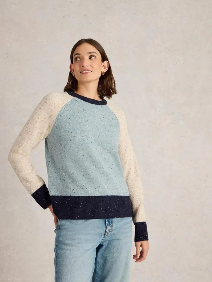 Women COLOURBLOCK NEP JUMPER Blue Multi White Stuff Knitwear Women COLOURBLOCK NEP JUMPER Blue Multi White Stuff Knitwear