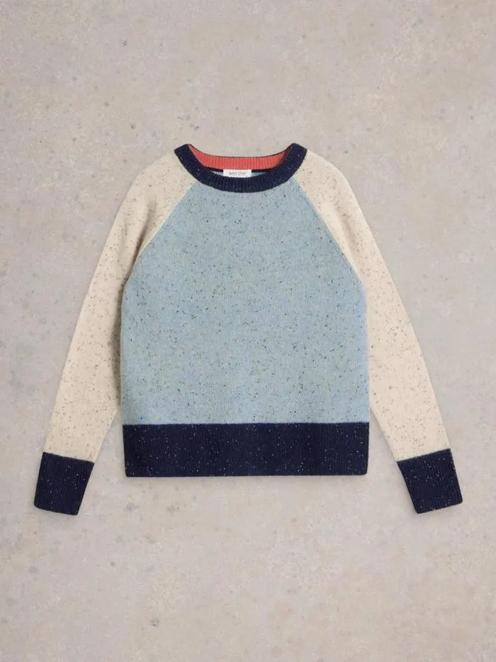 Women COLOURBLOCK NEP JUMPER Blue Multi White Stuff Knitwear Women COLOURBLOCK NEP JUMPER Blue Multi White Stuff Knitwear