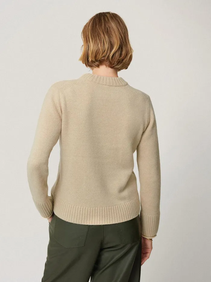 Women Compact Wool Cashmere Blend Jumper Cream Jigsaw Knitwear and Cashmere