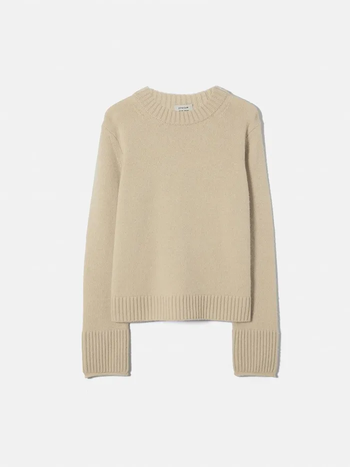Women Compact Wool Cashmere Blend Jumper Cream Jigsaw Knitwear and Cashmere