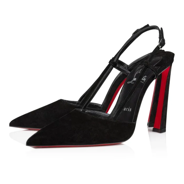 Women Condoroline 100 Mm Sling Back Pumps 8211 Veau Velours 8211 Black Christian Louboutin Pumps